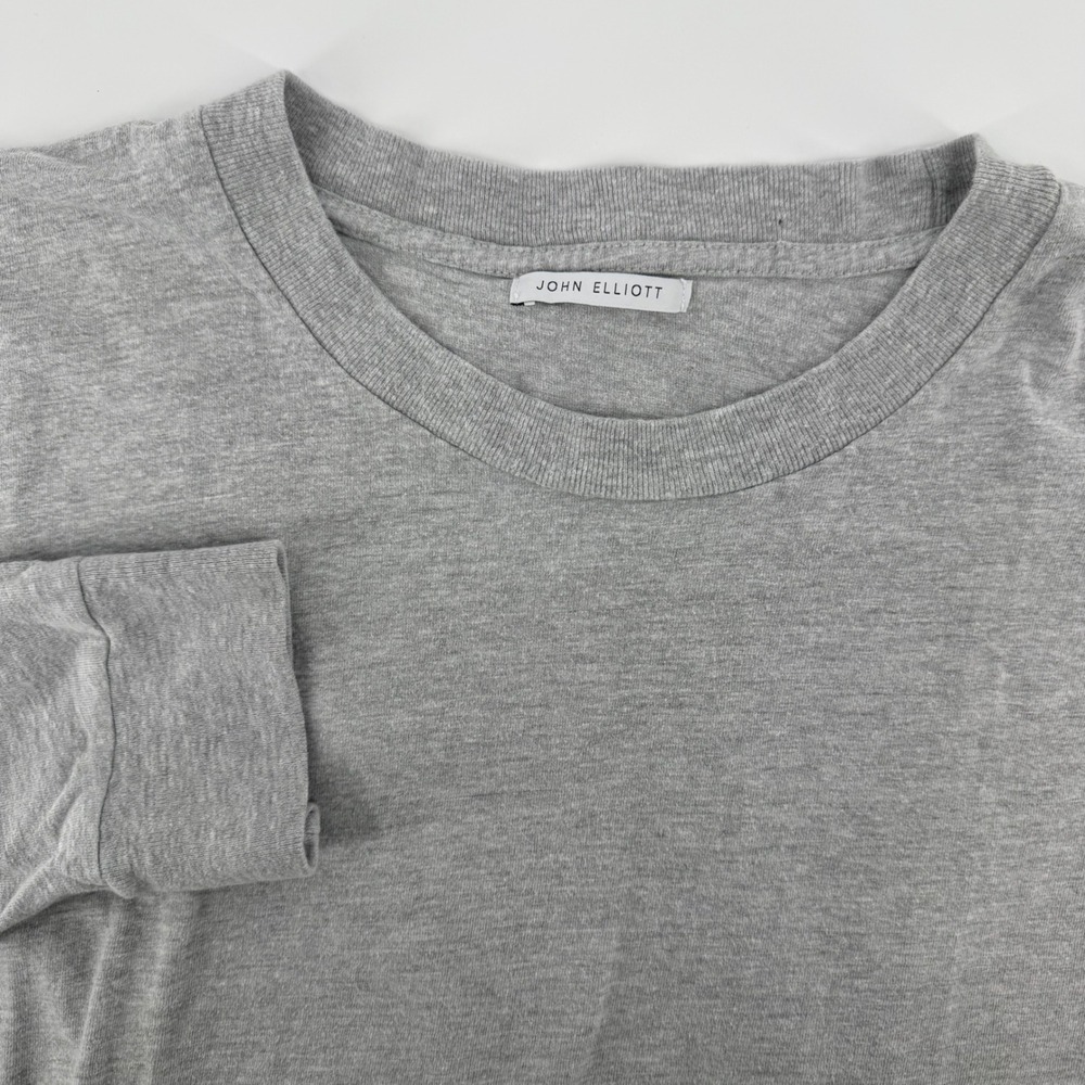 JOHN ELLIOTT Mens 3XL Size 6 Grey Long Sleeve Crew Neck T Shirt Made in USA